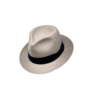 Tradicional Short Brim Grey Navy Band Genuine Panama Hat