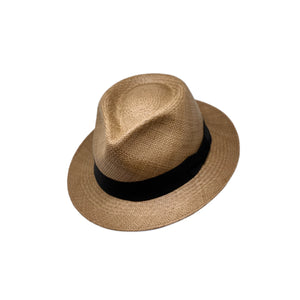 Tradicional Short Brim Cafe Black Band Genuine Panama Hat