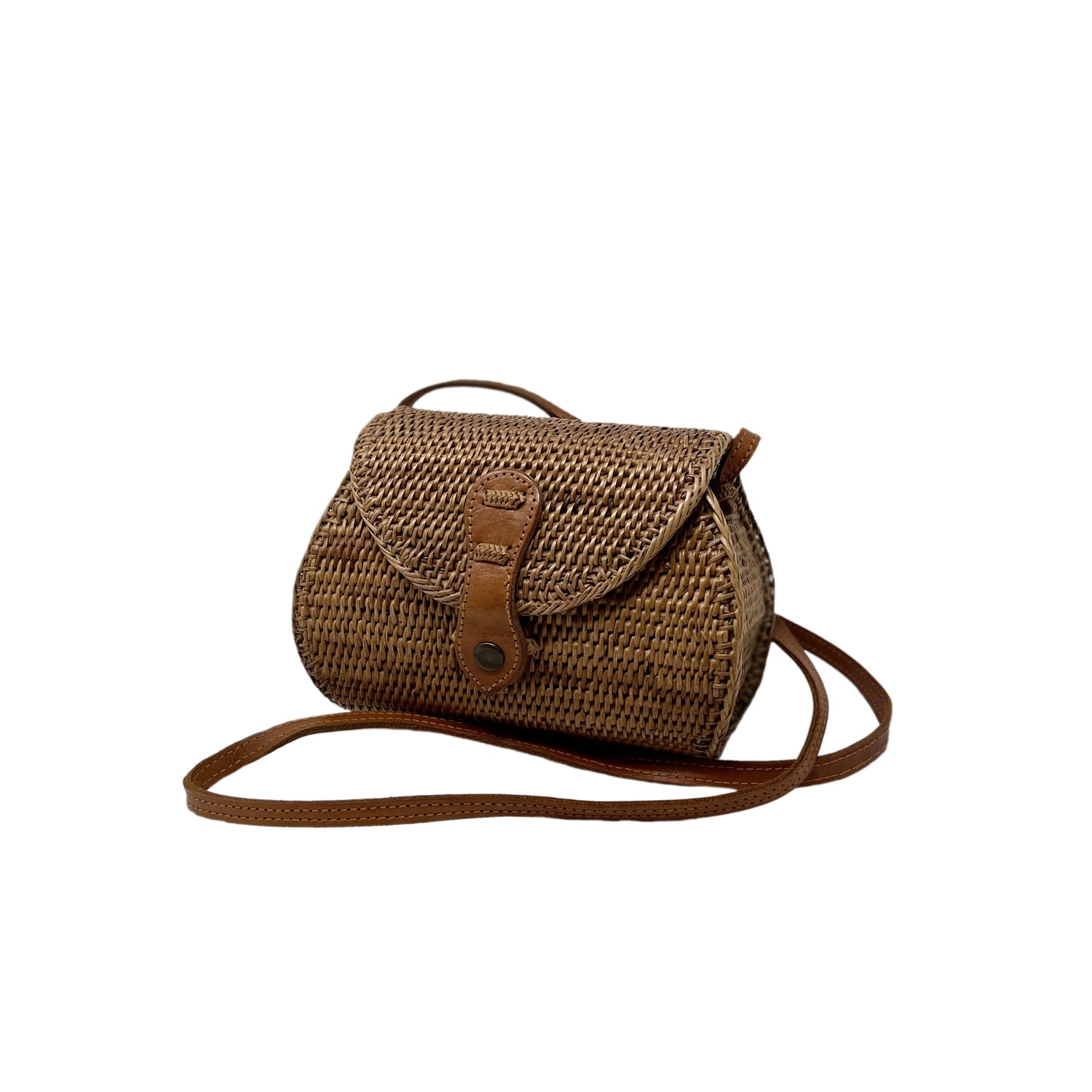 Rattan Rectangle Leather Closure Wide Purse | Cartera de Rattan Ancha