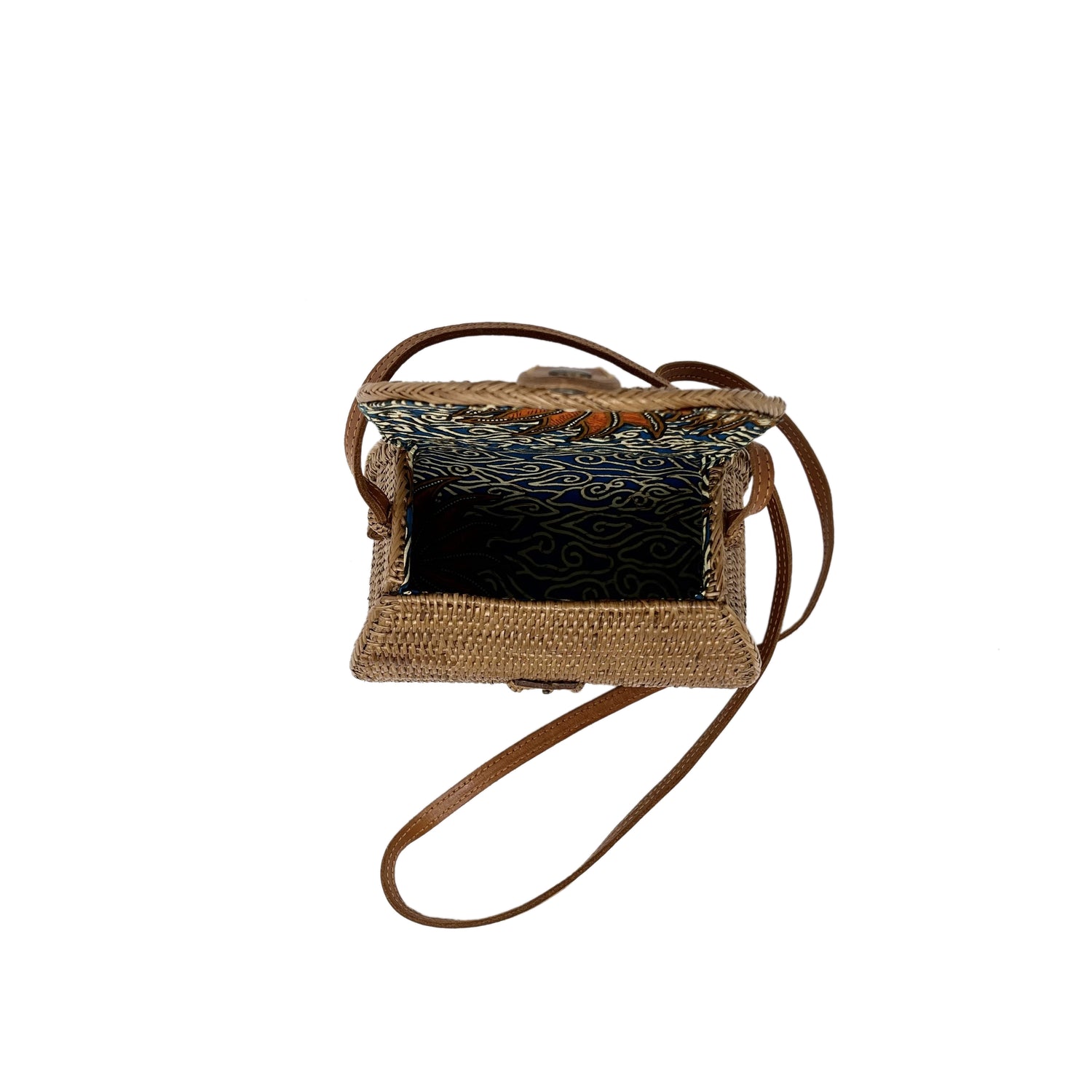 Rattan Rectangle Leather Closure Wide Purse | Cartera de Rattan Ancha