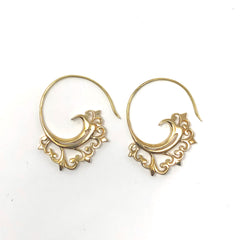 Bali Brass Handmade Small Baroque Earrings