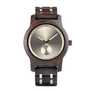 The Industrial Simple Large Dial Wood and Stainless Steel Watch - EL INDUSTRIAL SENCILLO