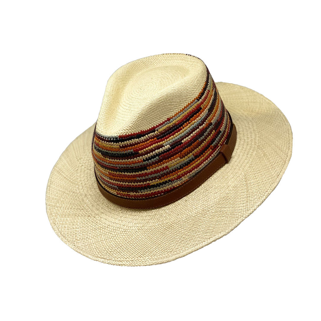 Sauvage Kaleidoscope Leather Ribbon Genuine Panama Hat