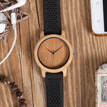 The Lively Wood Dial Silicone Band Black - EL ALEGRE