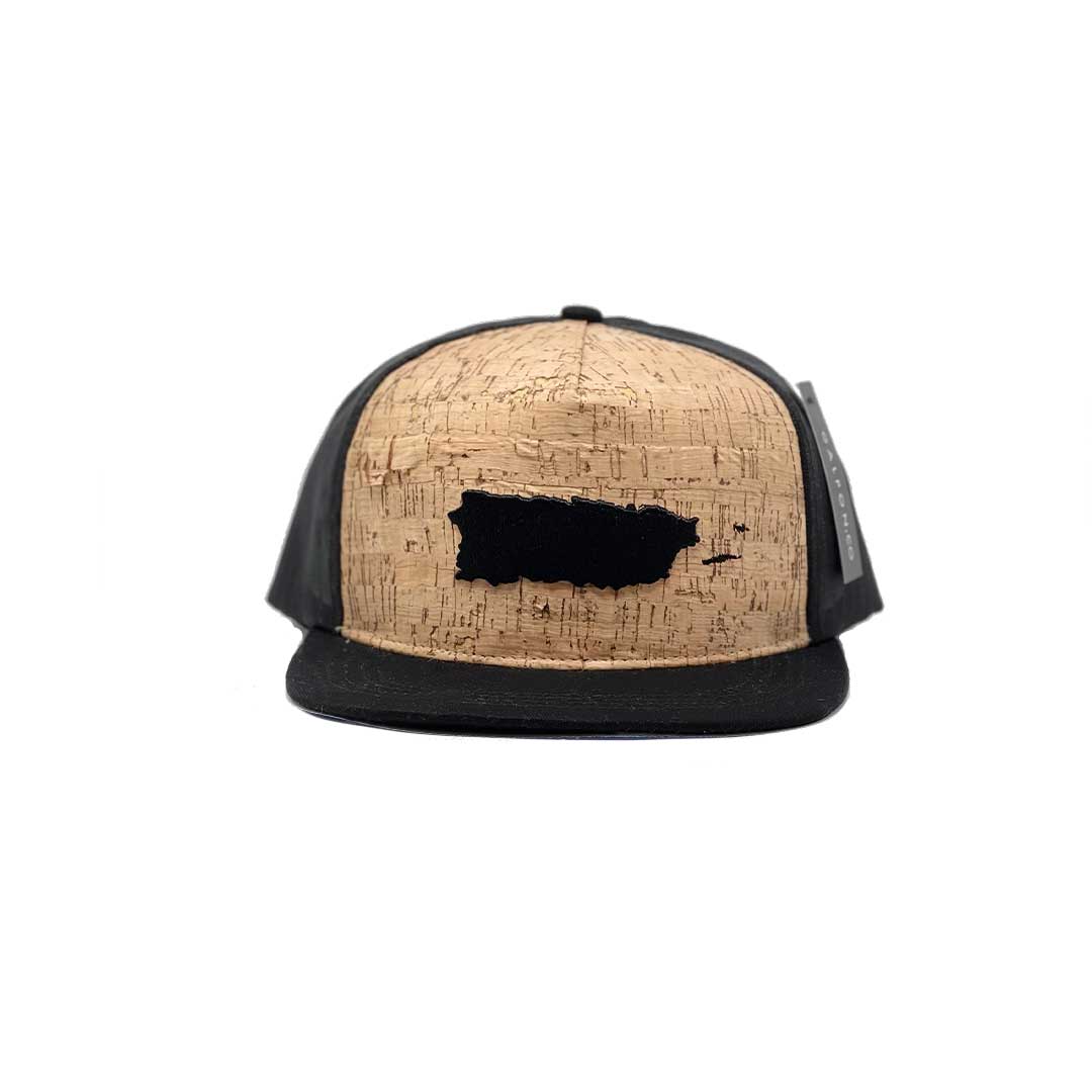 Puerto Rico Map Cork Trucker Snapback Cap