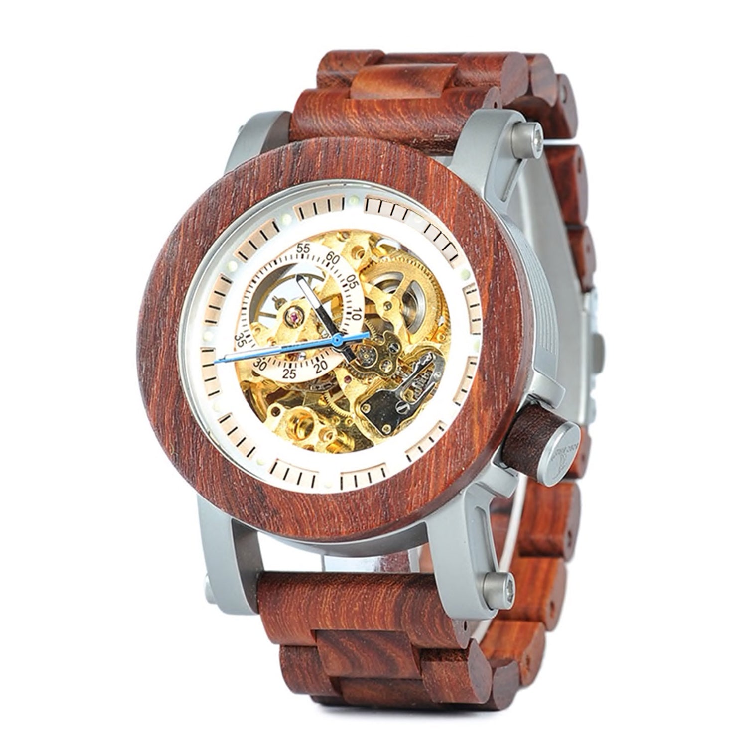 The Mechanical Self-Wind Wood Watch Mahogany - EL MECANICO