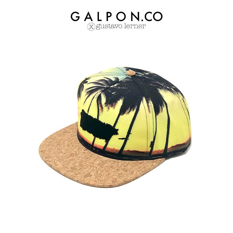Puerto Rico Map Palms Sunset Snapback Cap