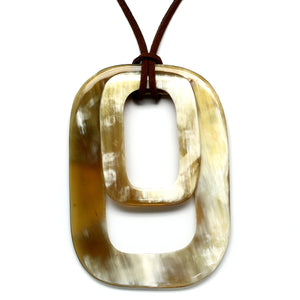 Lightweight Light Rectangle Polished Horn Pendant | Colgante de Cuerno