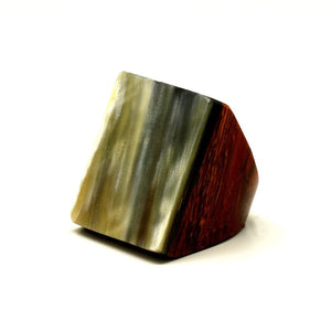 Lightweight Polished Horn & Rosewood Square Rings | Sortijas de Cuerno