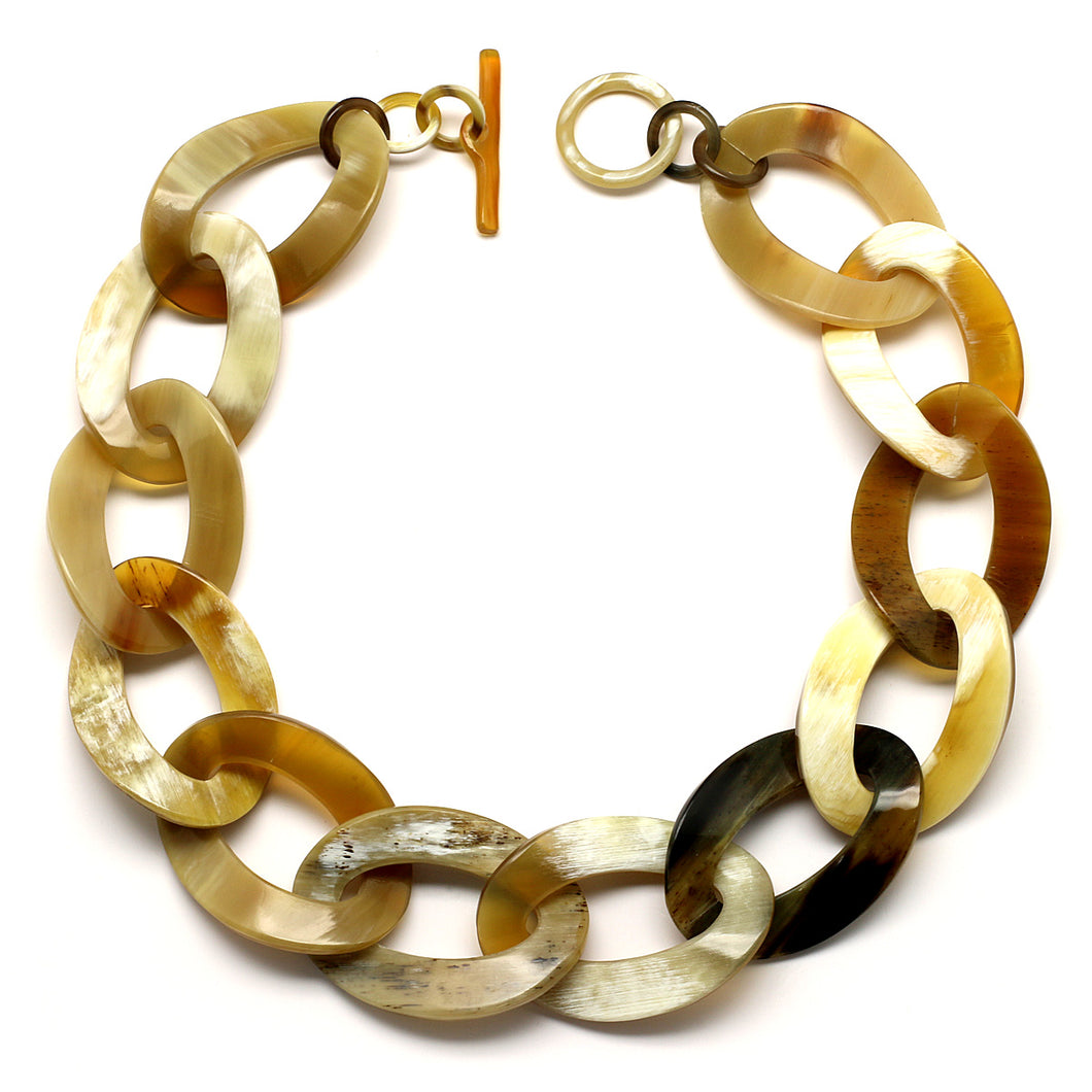Caramel Color Horn Links Short Necklace | Collar de Cuerno