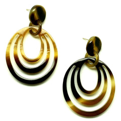 Lightweight Polished Horn Circular Carved Post Earrings | Pantallas de Cuerno Talladas Cirular