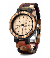 The Agenda Multi-Color Large Dial Wood Watch Natural Dial - LA AGENDA