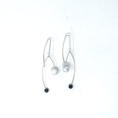 Minimalist 925 Silver Wishbone Drop Earrings with Stones by Nelson Enrique