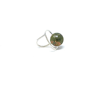 Minimalist 925 Silver Floating Circle Rings with Stones by Nelson Enrique