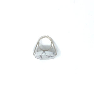 Minimalist 925 Silver Rings with Key Stone Howlite Large by Nelson Enrique