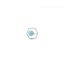 Minimalist 925 Silver Floating Hexagon Rings with Light Blue Jade by Nelson Enrique