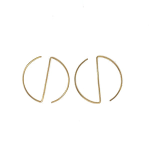 Minimalist Brass Hoop Earrings Medium Ying Yang by Nelson Enrique