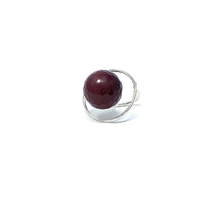 Minimalist 925 Silver Floating Circle Rings with Ruby by Nelson Enrique