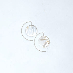 Minimalist 925 Silver Half-moon Earrings with Light Mother of Pearl by Nelson Enrique