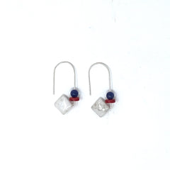 Minimalist 925 Silver Drop Earrings with Howlite, Coral & Purple by Nelson Enrique