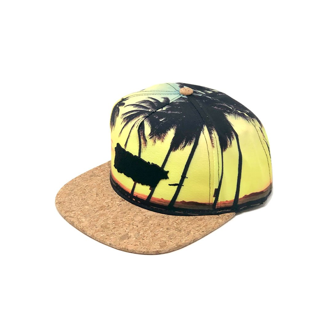Puerto Rico Map Palms Sunset Snapback Cap