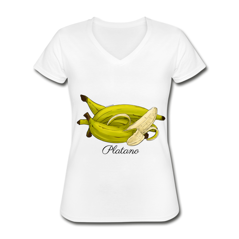 Platano Women's V-Neck T-Shirt - White - white