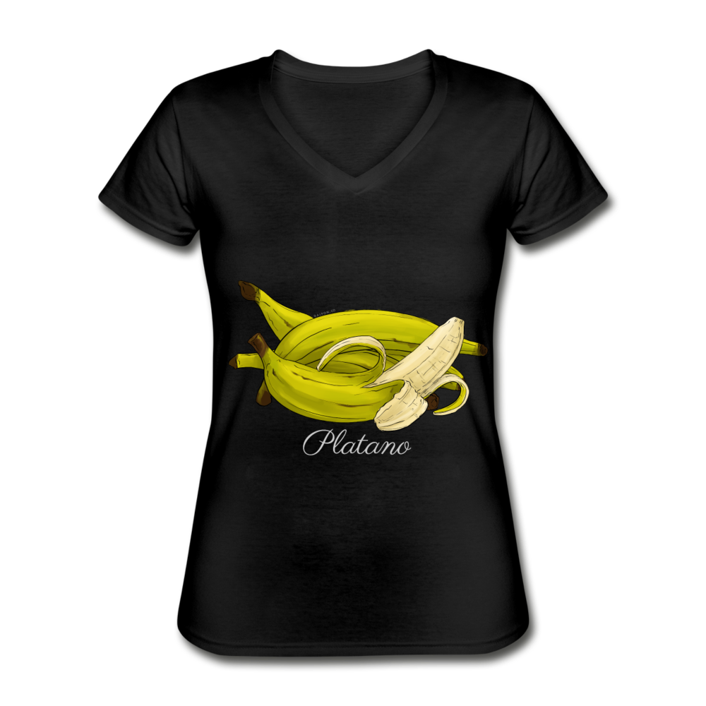 Platano Women's V-Neck T-Shirt - Black - black