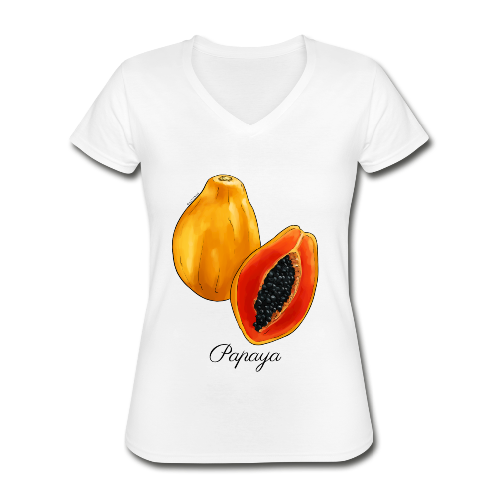 Papaya Women's V-Neck T-Shirt - White - white