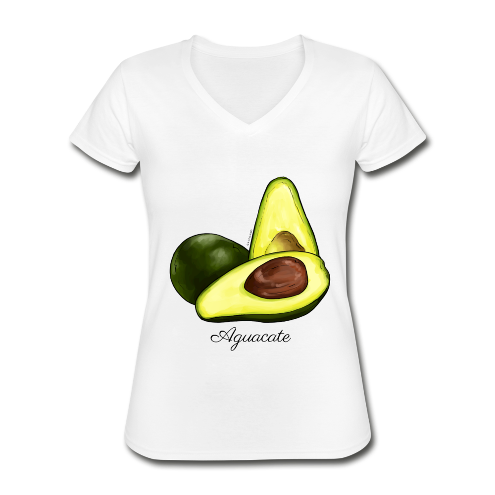 Aguacate Women's V-Neck T-Shirt - White - white