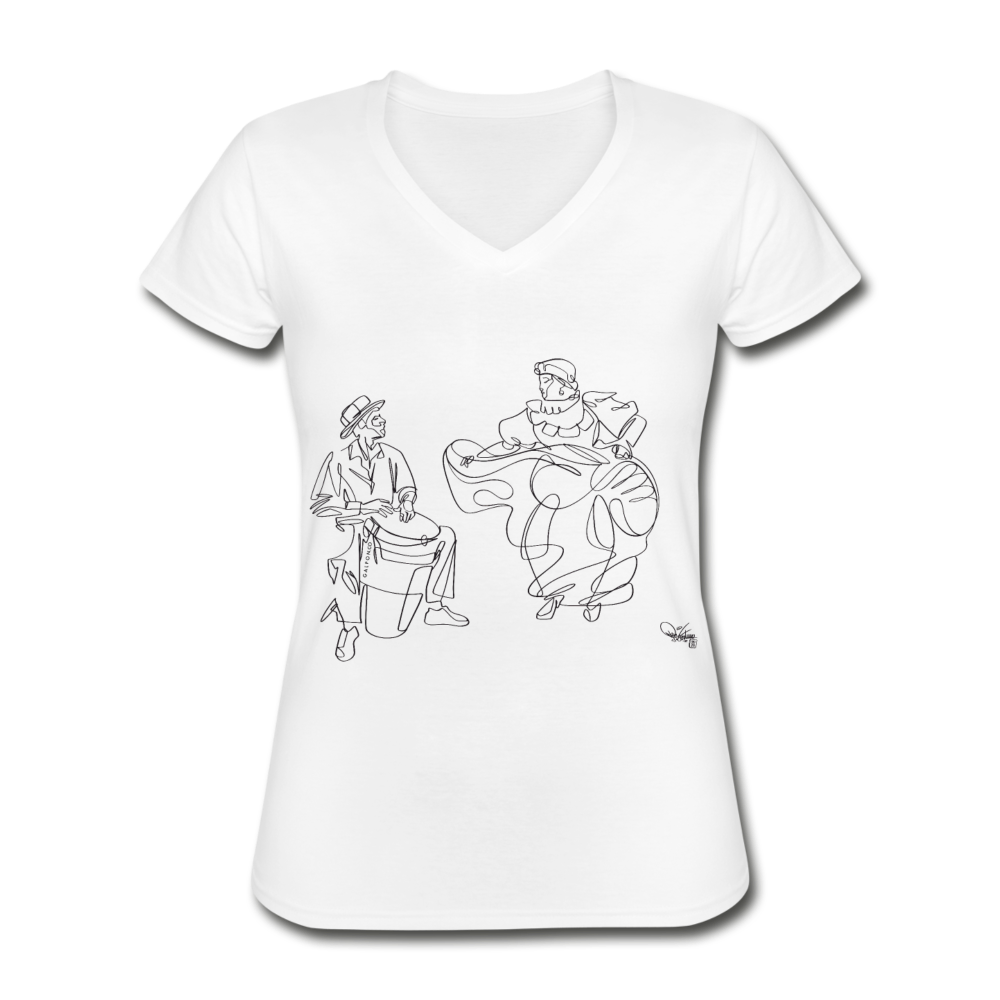 Bomba Women's V-Neck T-Shirt - White - white