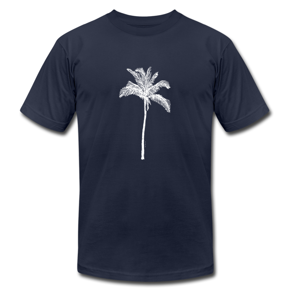 PALM Stretched White Unisex Jersey T-Shirt - navy