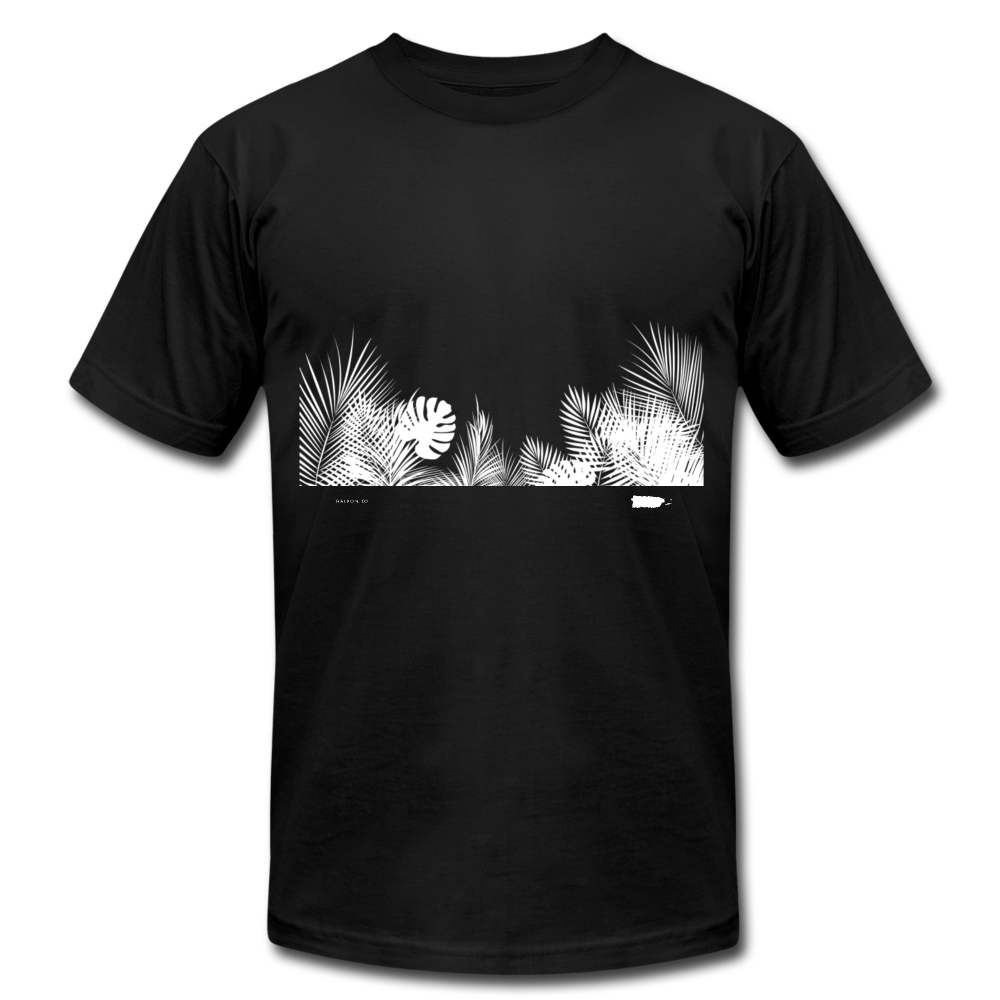 Leaves WIDE WHT Unisex Jersey T-Shirt - black