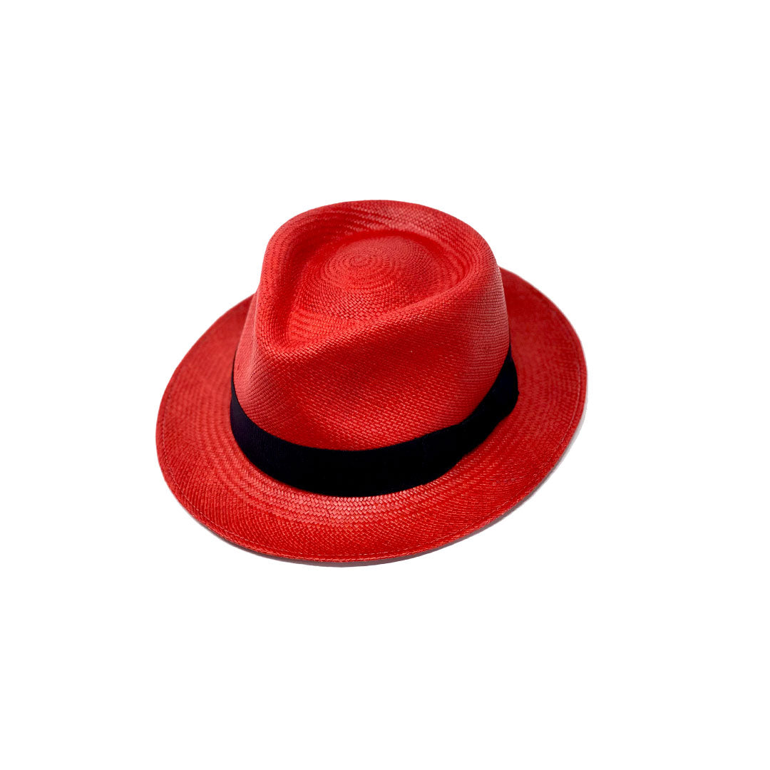 Tradicional Short Brim Red Genuine Panama Hat